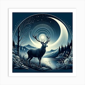 Deer In The Woods 1 Art Print