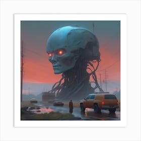 Robot On A Road Art Print