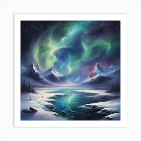 Craft An Artwork Of A Naturalistic Landscape With A Cosmic Sky 2 Art Print