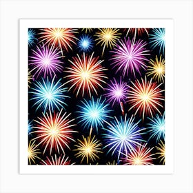 Fireworks On A Black Background 1 Art Print