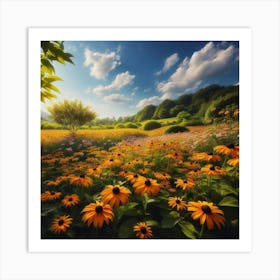 Sunflowers In A Field Art Print
