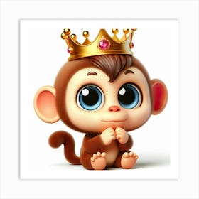 Cute Monkey With A Crown 2 Art Print