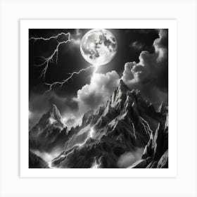 Full Moon In The Mountains Art Print