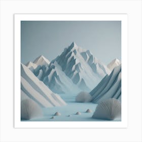 Firefly An Illustration Of A Beautiful Majestic Cinematic Tranquil Mountain Landscape In Neutral Col (52) Art Print