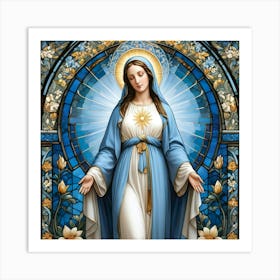 Stained Glass of Blessed Virgin Mary Art Print