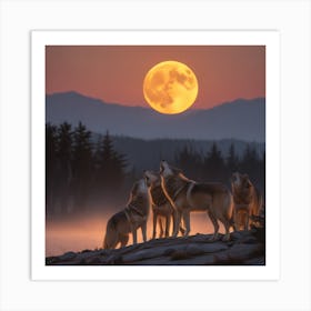 Howling Wolves Art Print