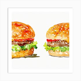 Watercolor Burgers 1 Art Print