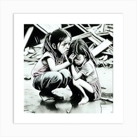 Two Girls Crying Art Print