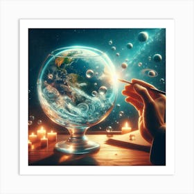 Hand Holding A Globe Art Print