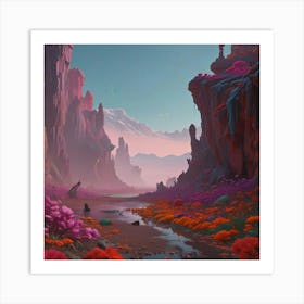 Landscape With Flowers Art Print