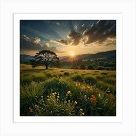 Sunset In The Meadow 15 Art Print