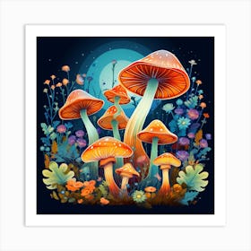 Mushrooms In The Forest 104 Art Print