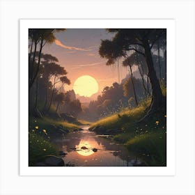 Sunset In The Forest 2 Art Print