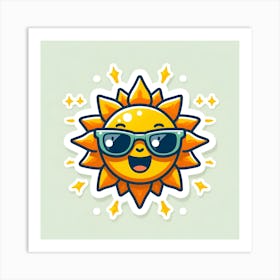 Cartoon Sun With Sunglasses Art Print