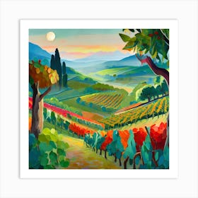 Firefly Beautiful Modern Lush Spanish Vinyard Landscape 66565 Art Print