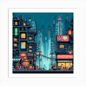 8-bit dystopian cityscape 3 Art Print