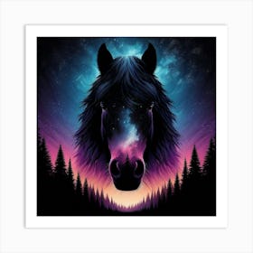 Horse In The Night Sky Art Print