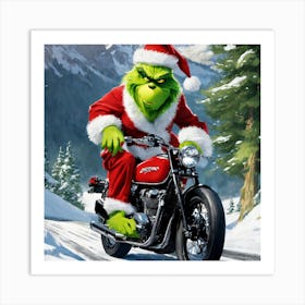 Grinch On A Motorcycle Art Print
