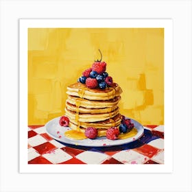 Pancake Stack Reds Checkerboard 3 Art Print