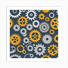 Seamless Pattern Of Gears 2 Art Print