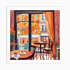 Coffee Shop On An Autumn Day Art Print