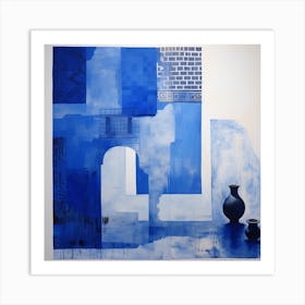 Moroccan Blue And White Pots Art Print