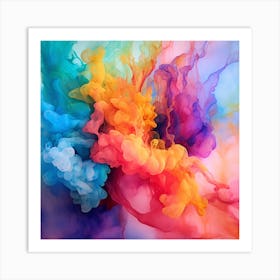 Abstract Colorful Ink Smoke Background Art Print