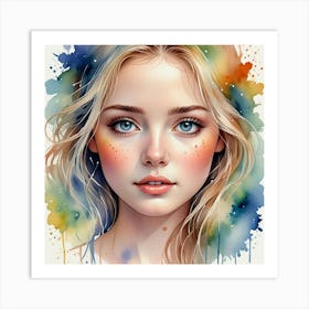 Watercolor Of A Girl 7 Art Print