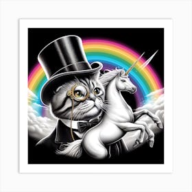 Cat With A Unicorn Art Print