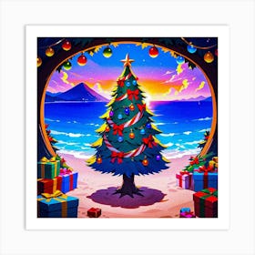 Christmas Tree On The Beach 3 Art Print