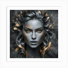 Golden Reverie: Portrait of Grace and Elegance Art Print