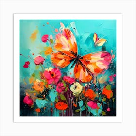 Butterflies And Flowers Art Print