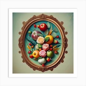 Fruit And Vegetables In A Frame Art Print