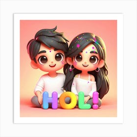 Holi Couple 7 Art Print