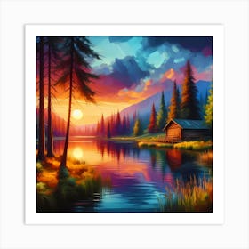 Sunset By The Lake 8 Art Print