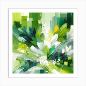 Abstract Green Leaves Art Print