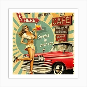 Diner Girl Art Print