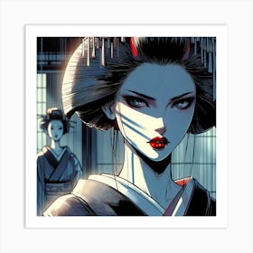 Geisha Creative Illustration Artwork 12 Art Print