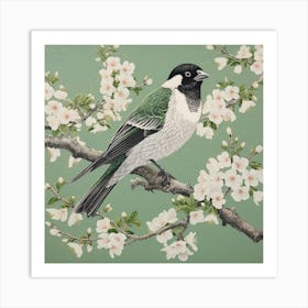 Ohara Koson Inspired Bird Painting Sparrow 3 Square Art Print