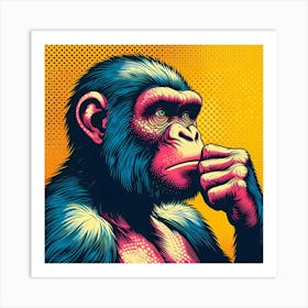 Chimpanzee Thinking Art Print