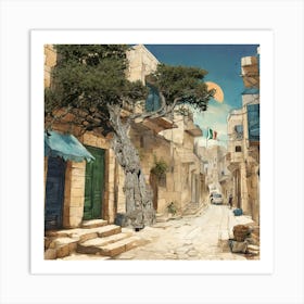 Street In Malta early traditional house landscape art Art Print