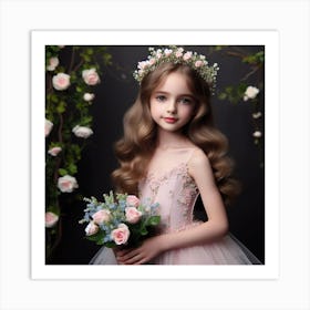 Flower Girl In Pink Dress Art Print