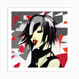 Girl With Red Lipstick Art Print