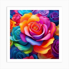 Colorful Roses Wallpaper Art Print