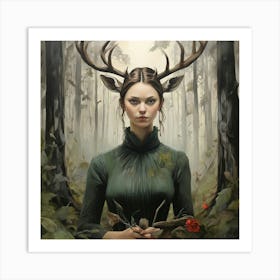 Deer In The Woods 1 Art Print