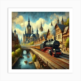 Train In The City Art Print