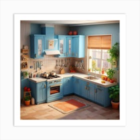 Isometric Kitchen 6 Art Print