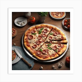 Pizza On A Table 2 Art Print