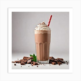 Beautiful Chocolate Milk Shake Isolated On White Background 2455068141 Art Print