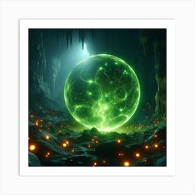 Green Sphere In A Cave Art Print